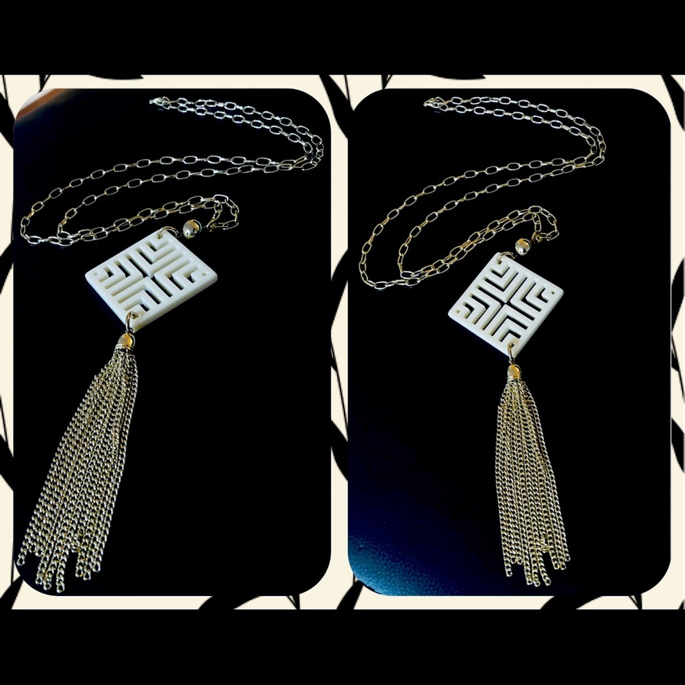 Off White Resin Statement Necklace